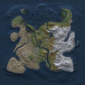 Thumbnail Rust Map: Procedural Map, Size: 3000, Seed: 7642039, 9 Monuments