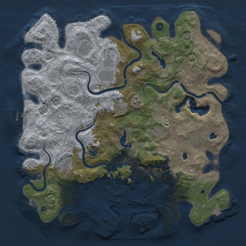 Rust Map: Procedural Map, Size: 4500, Seed: 1990596973, 17 Monuments