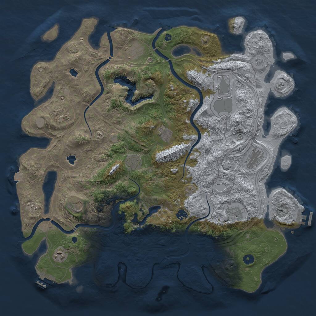 Rust Map: Procedural Map, Size: 4500, Seed: 2067449082, 17 Monuments