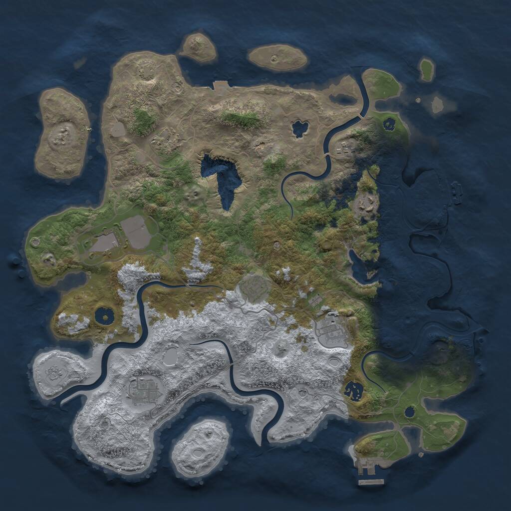 Rust Map: Procedural Map, Size: 4050, Seed: 781542763, 14 Monuments