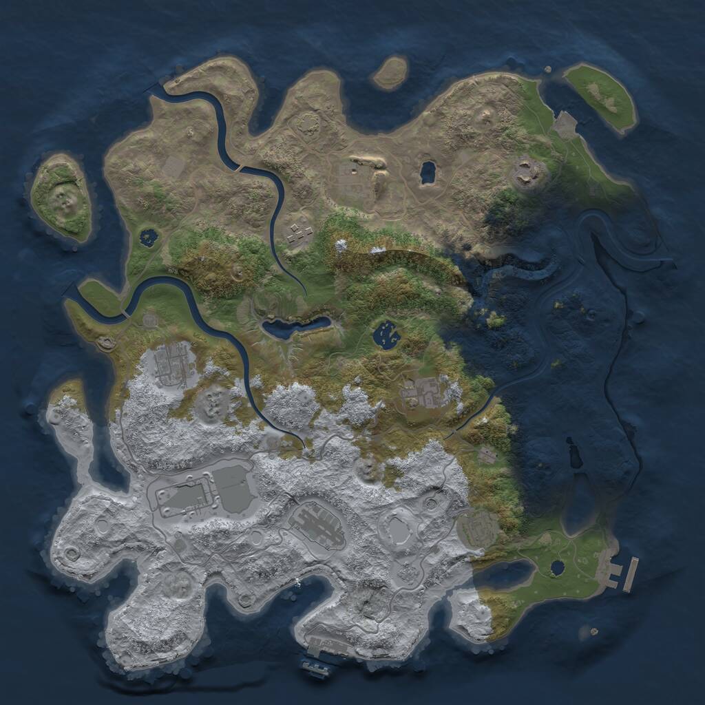 Rust Map: Procedural Map, Size: 4000, Seed: 1461665898, 15 Monuments