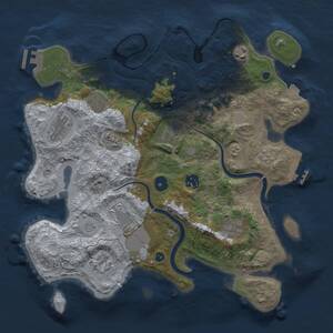 Thumbnail Rust Map: Procedural Map, Size: 3500, Seed: 1294524170, 15 Monuments