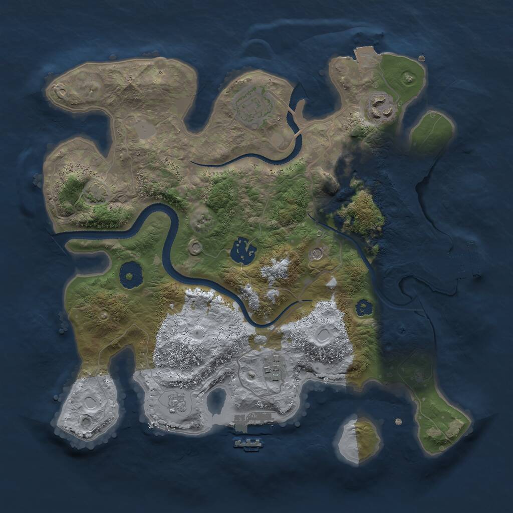 Rust Map: Procedural Map, Size: 3000, Seed: 57671, 11 Monuments