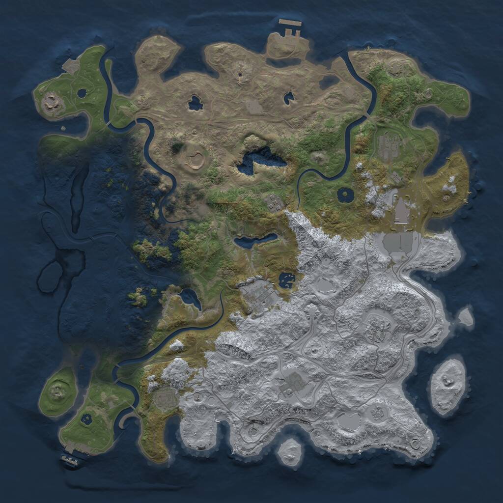Rust Map: Procedural Map, Size: 4500, Seed: 512253, 16 Monuments