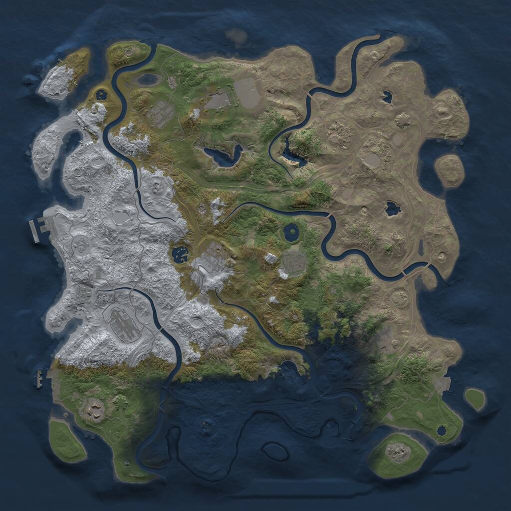Rust Map: Procedural Map, Size: 4500, Seed: 996197870, 16 Monuments