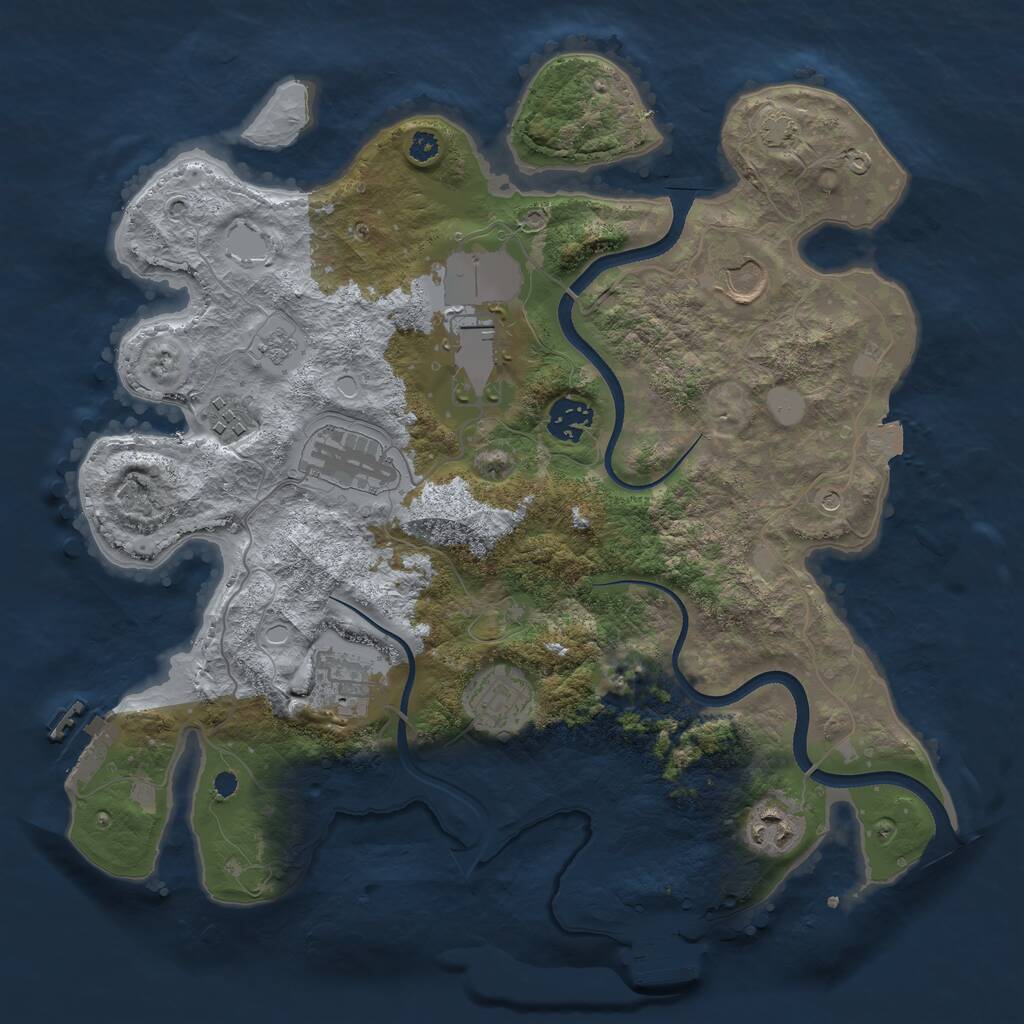 Rust Map: Procedural Map, Size: 3500, Seed: 646732, 14 Monuments