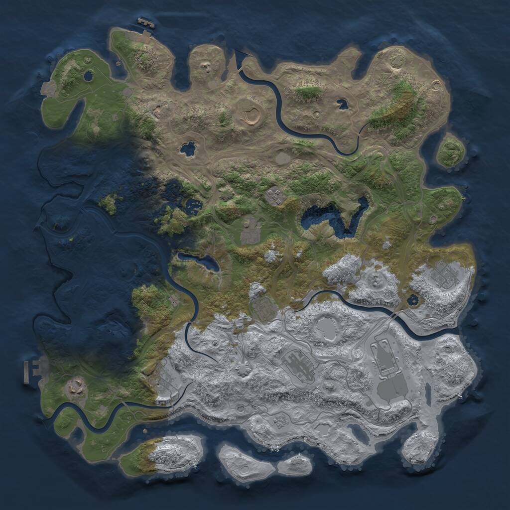 Rust Map: Procedural Map, Size: 4500, Seed: 1030302526, 16 Monuments