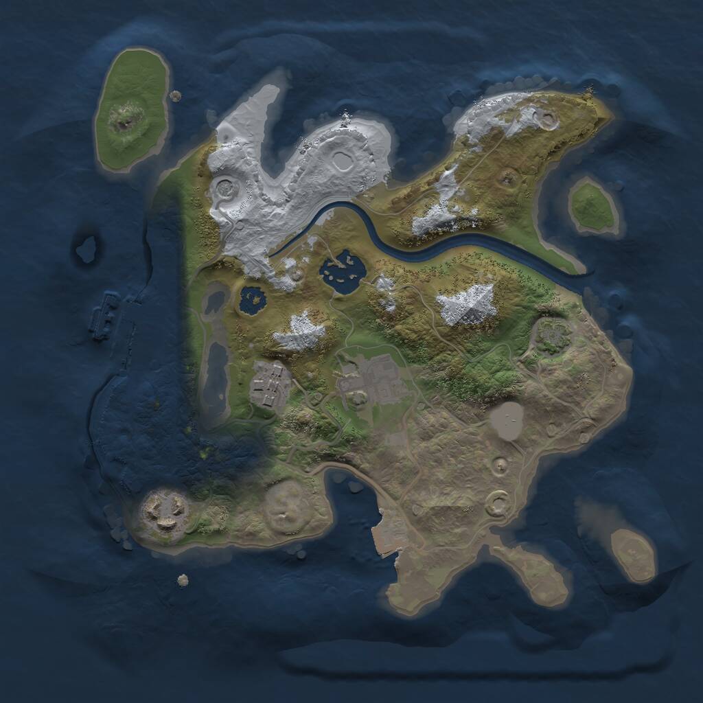 Rust Map: Procedural Map, Size: 2500, Seed: 940614153, 8 Monuments