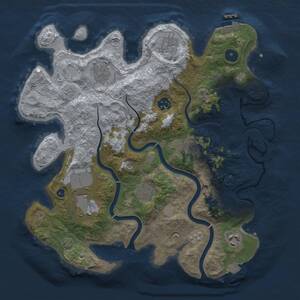 Thumbnail Rust Map: Procedural Map, Size: 3500, Seed: 2107775293, 13 Monuments
