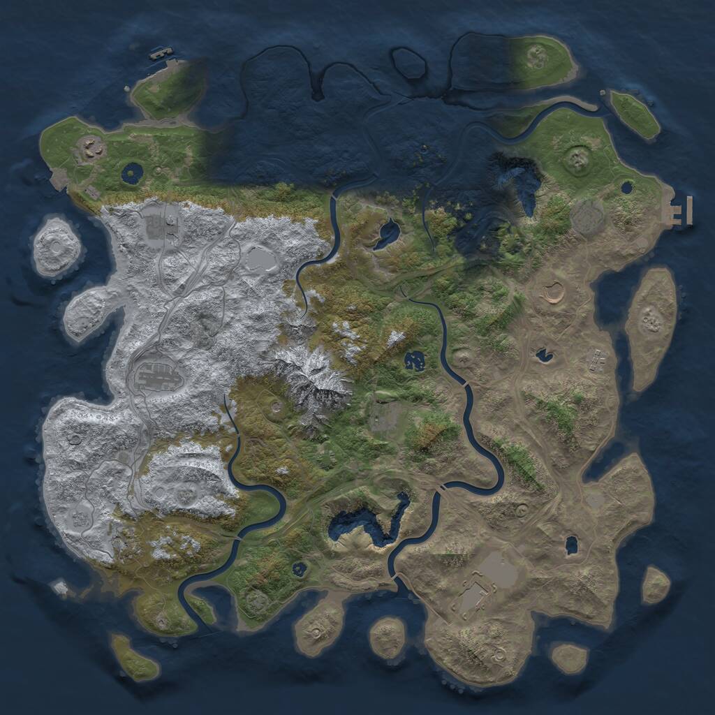 Rust Map: Procedural Map, Size: 5000, Seed: 207195304, 16 Monuments