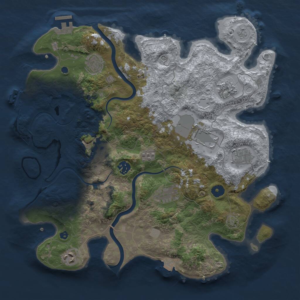 Rust Map: Procedural Map, Size: 3600, Seed: 1159767937, 15 Monuments