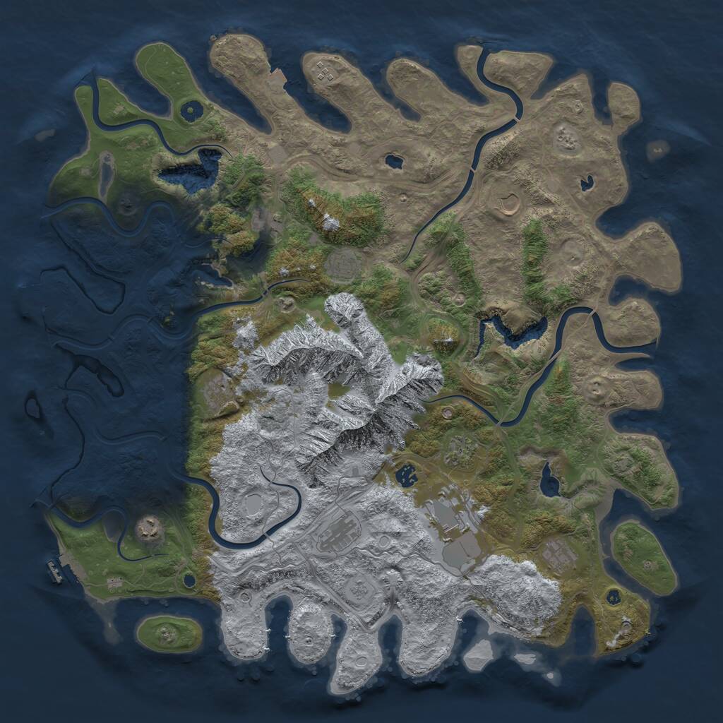 Rust Map: Procedural Map, Size: 5000, Seed: 1857179904, 17 Monuments