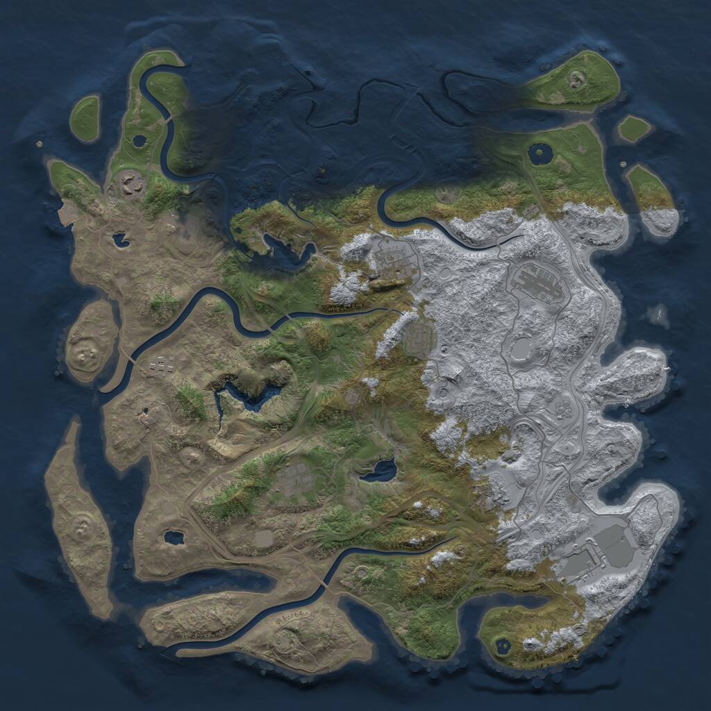 Rust Map: Procedural Map, Size: 4500, Seed: 1327457624, 14 Monuments