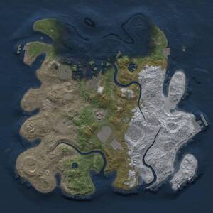 Thumbnail Rust Map: Procedural Map, Size: 3500, Seed: 2102806804, 15 Monuments