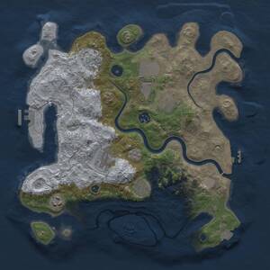 Thumbnail Rust Map: Procedural Map, Size: 3500, Seed: 1025249457, 14 Monuments