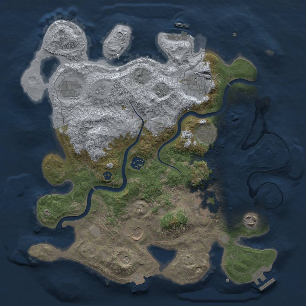 Rust Map: Procedural Map, Size: 3500, Seed: 12848, 14 Monuments