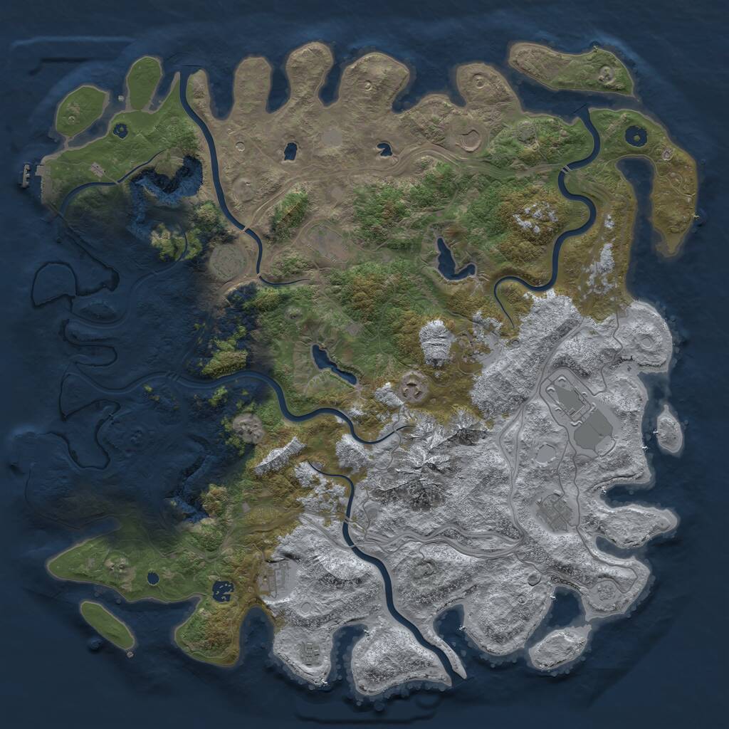 Rust Map: Procedural Map, Size: 5000, Seed: 489568, 16 Monuments