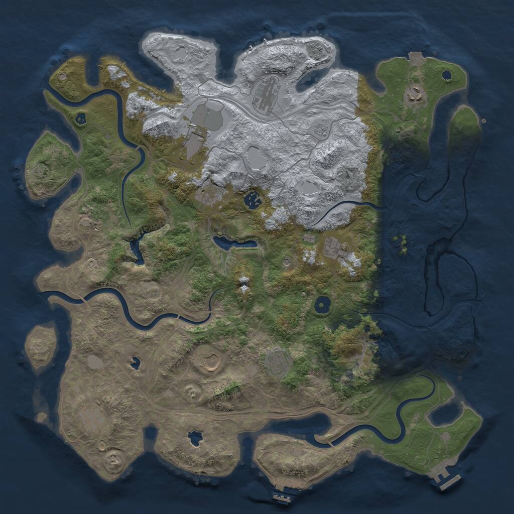 Rust Map: Procedural Map, Size: 4500, Seed: 198432, 17 Monuments