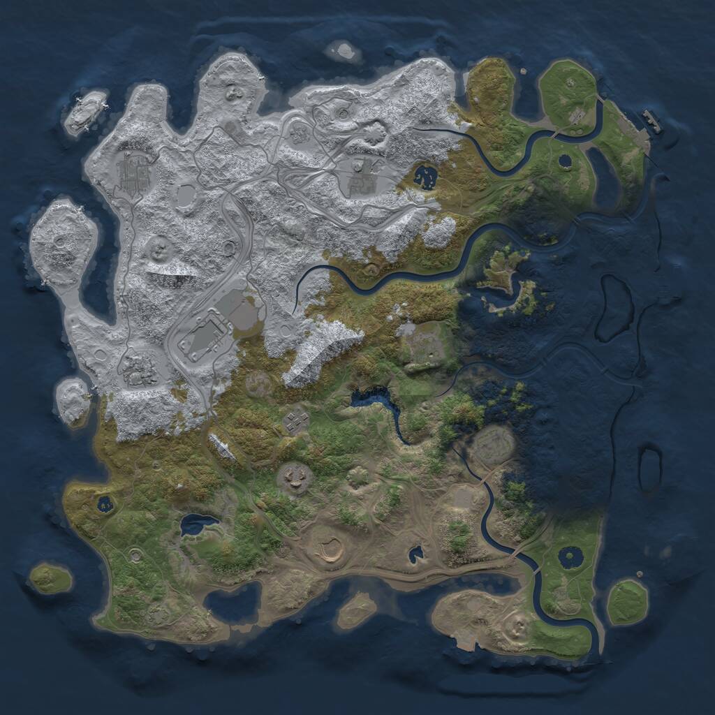 Rust Map: Procedural Map, Size: 4500, Seed: 422788, 16 Monuments