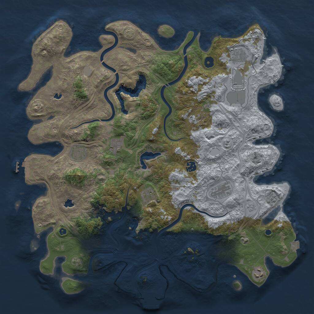 Rust Map: Procedural Map, Size: 4500, Seed: 1732866184, 16 Monuments