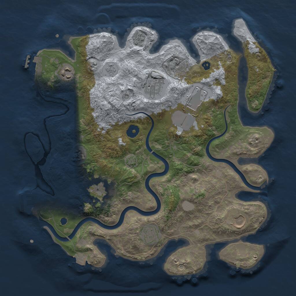 Rust Map: Procedural Map, Size: 3500, Seed: 778528735, 13 Monuments
