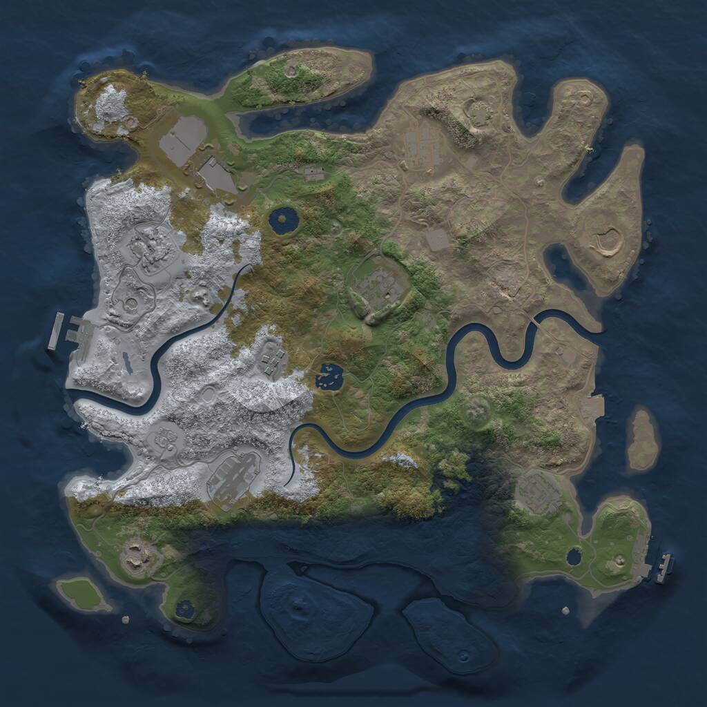 Rust Map: Procedural Map, Size: 3750, Seed: 547455, 16 Monuments