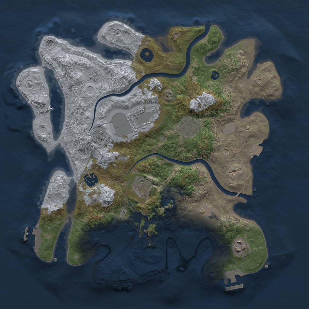 Rust Map: Procedural Map, Size: 3500, Seed: 729379, 13 Monuments