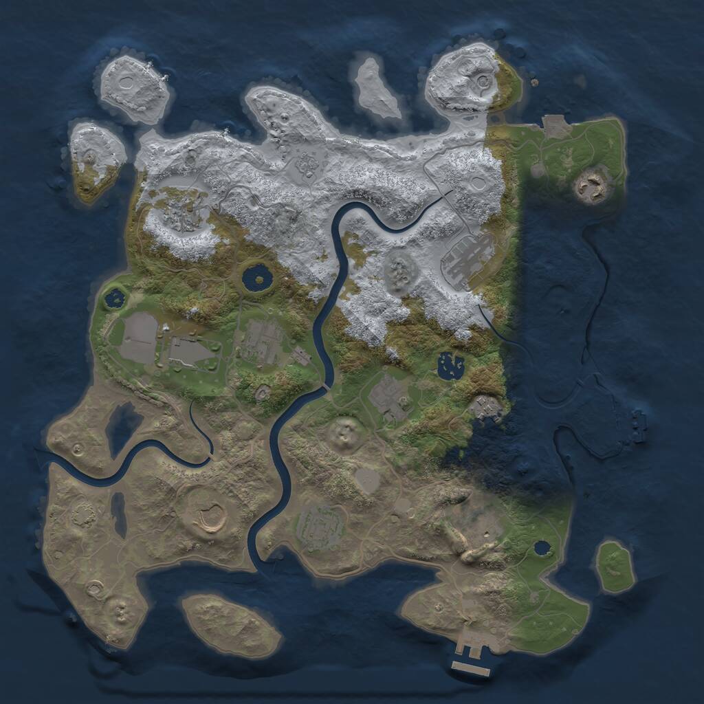 Rust Map: Procedural Map, Size: 3700, Seed: 519206197, 17 Monuments