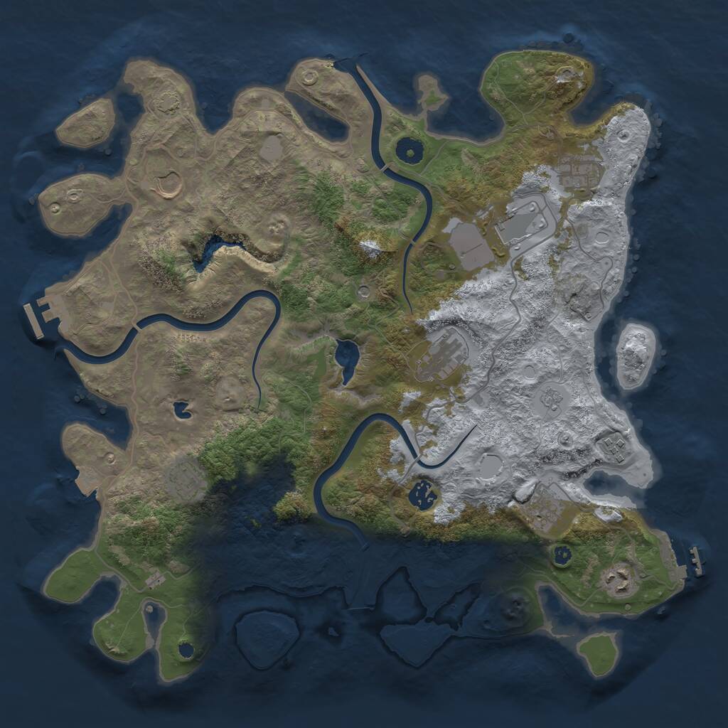 Rust Map: Procedural Map, Size: 4000, Seed: 1955645043, 15 Monuments