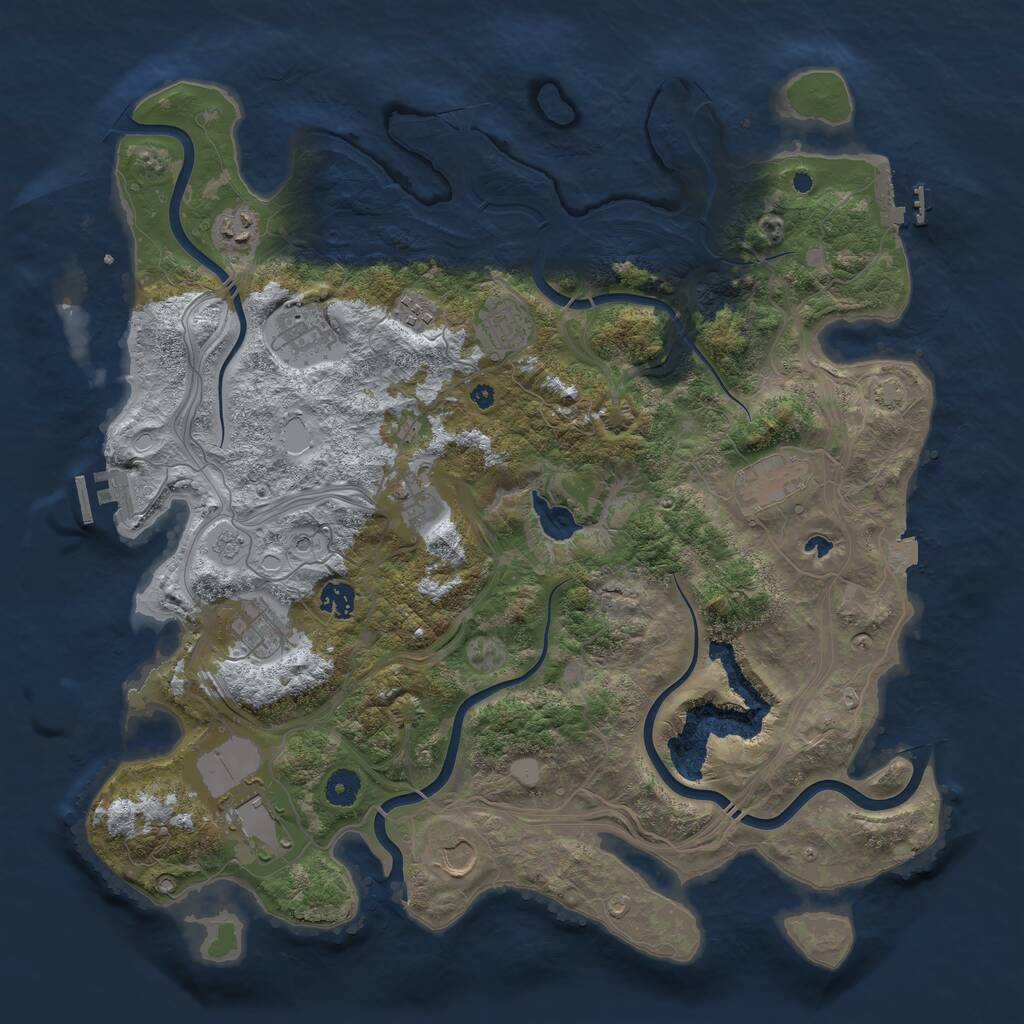 Rust Map: Procedural Map, Size: 4250, Seed: 864768, 16 Monuments