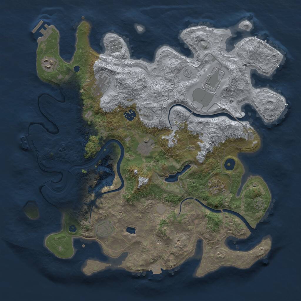 Rust Map: Procedural Map, Size: 4000, Seed: 727626591, 14 Monuments
