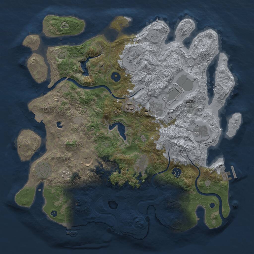Rust Map: Procedural Map, Size: 4000, Seed: 561340567, 16 Monuments