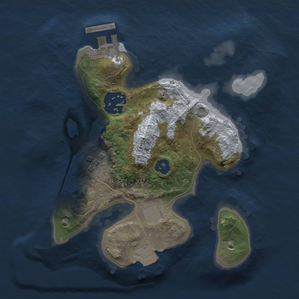 Rust Map: Procedural Map, Size: 2000, Seed: 1142189481, 4 Monuments