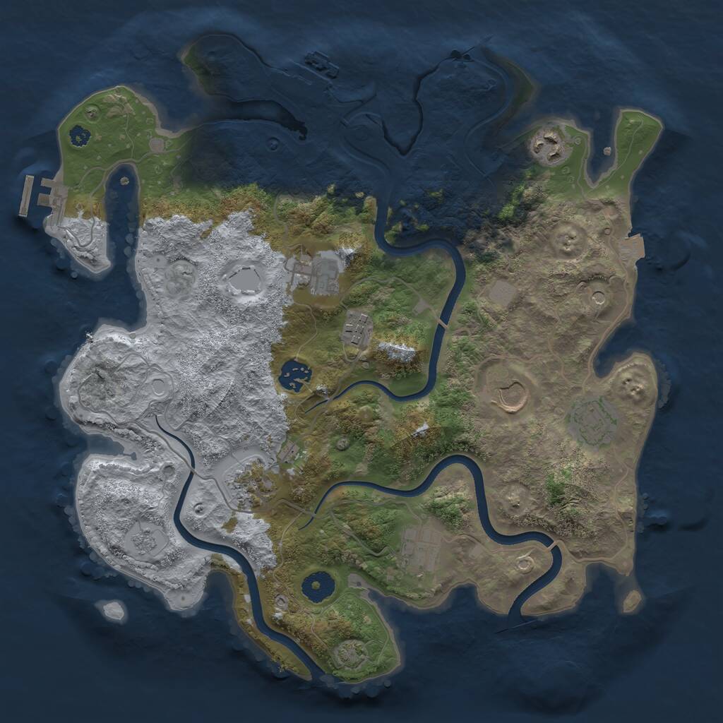 Rust Map: Procedural Map, Size: 3500, Seed: 1176888448, 14 Monuments