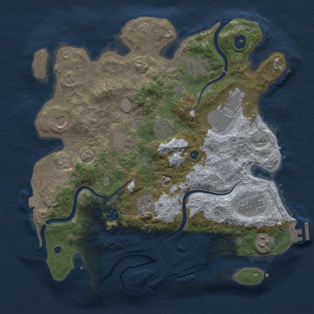 Rust Map: Procedural Map, Size: 3600, Seed: 495795906, 16 Monuments