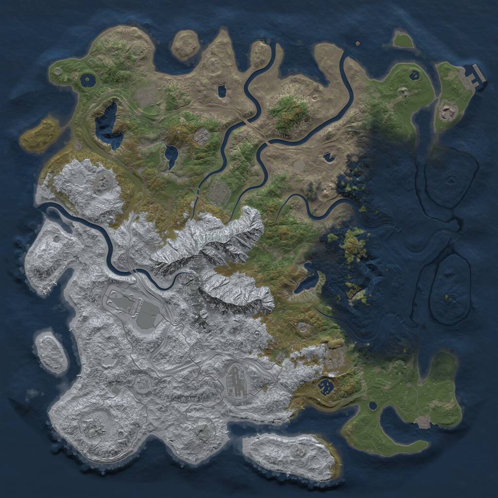 Rust Map: Procedural Map, Size: 5000, Seed: 118789946, 14 Monuments