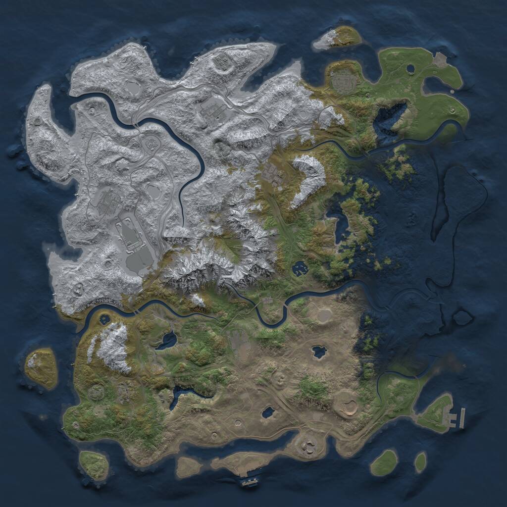 Rust Map: Procedural Map, Size: 5000, Seed: 1891940079, 17 Monuments