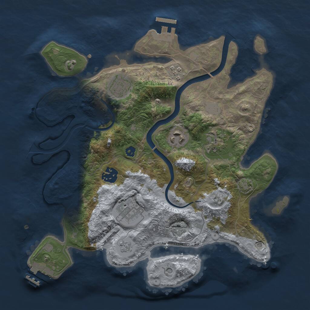 Rust Map: Procedural Map, Size: 3000, Seed: 267922317, 12 Monuments