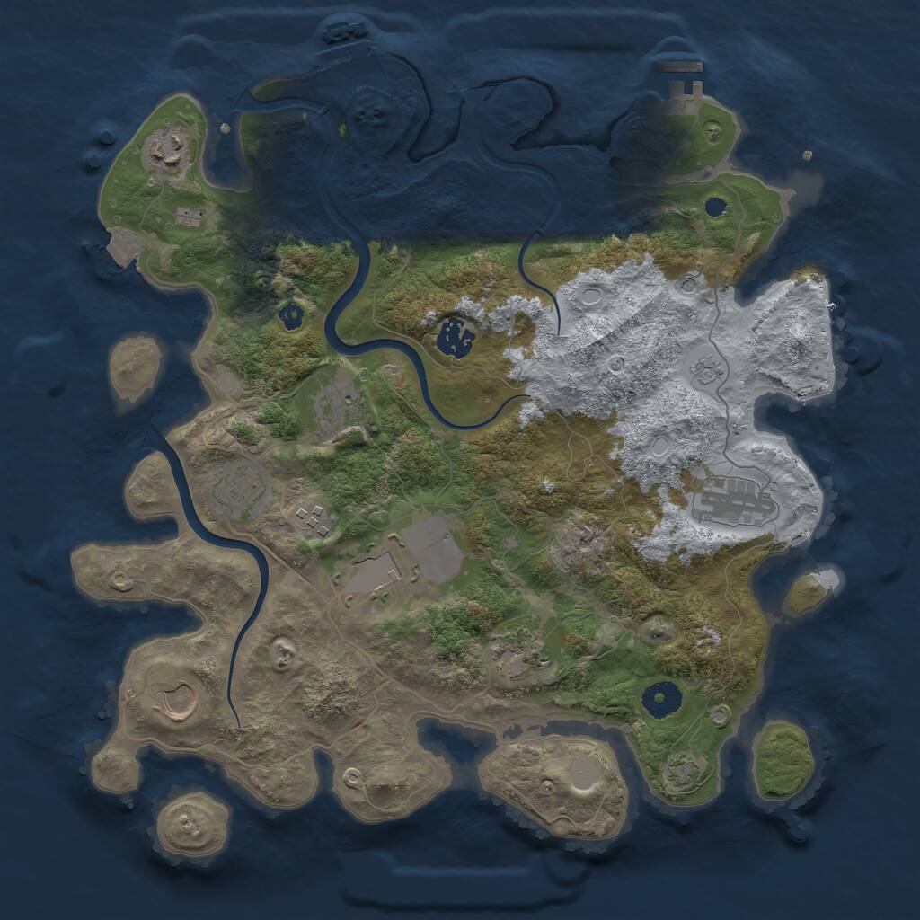 Rust Map: Procedural Map, Size: 3700, Seed: 1448191874, 15 Monuments