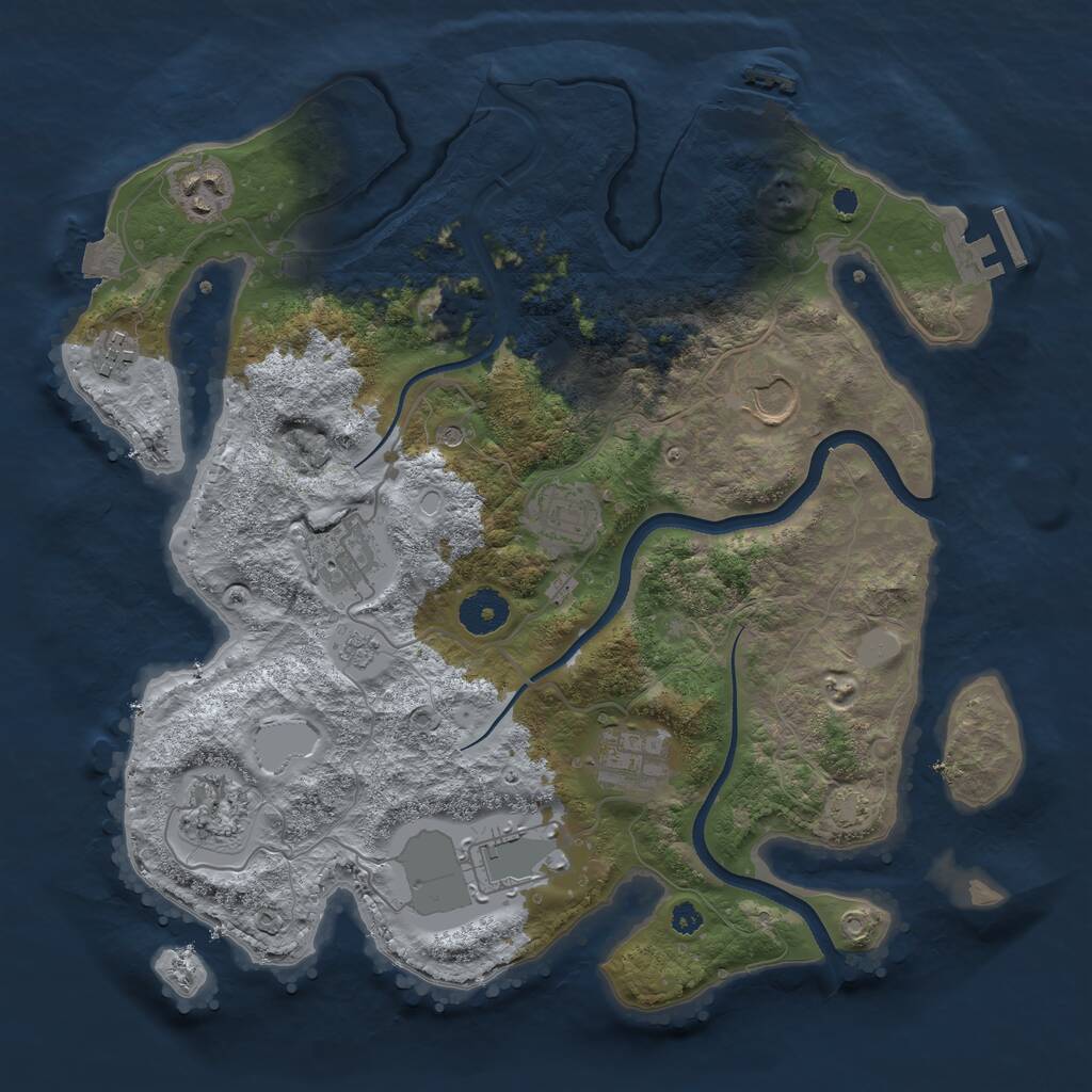 Rust Map: Procedural Map, Size: 3500, Seed: 1682716189, 14 Monuments