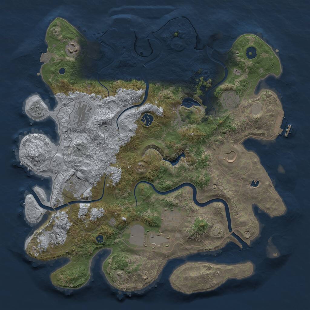 Rust Map: Procedural Map, Size: 4000, Seed: 227617, 16 Monuments
