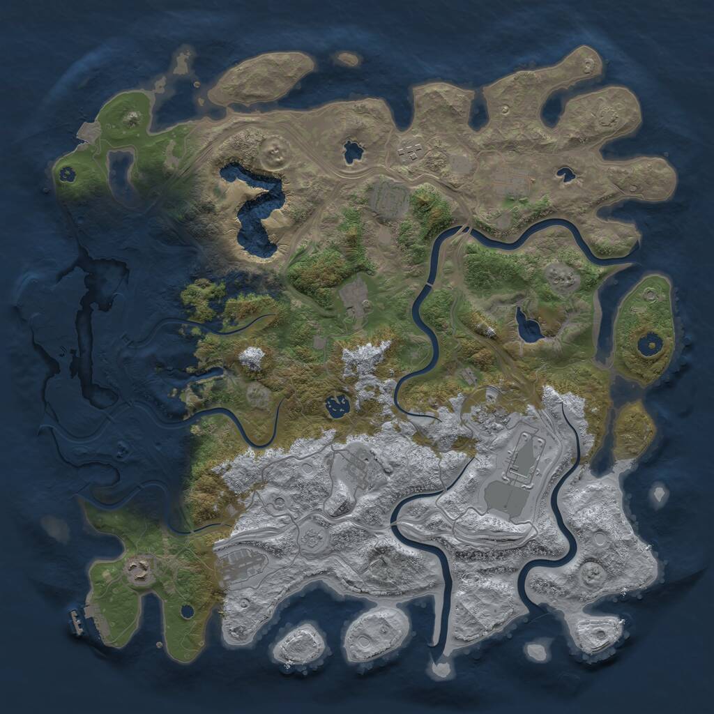 Rust Map: Procedural Map, Size: 4500, Seed: 868137299, 16 Monuments