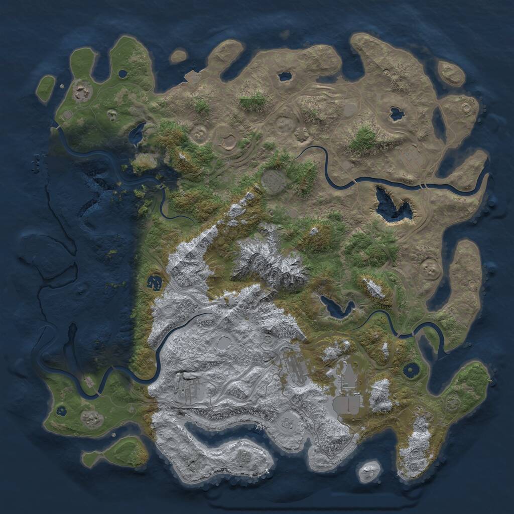 Rust Map: Procedural Map, Size: 5000, Seed: 836427, 16 Monuments