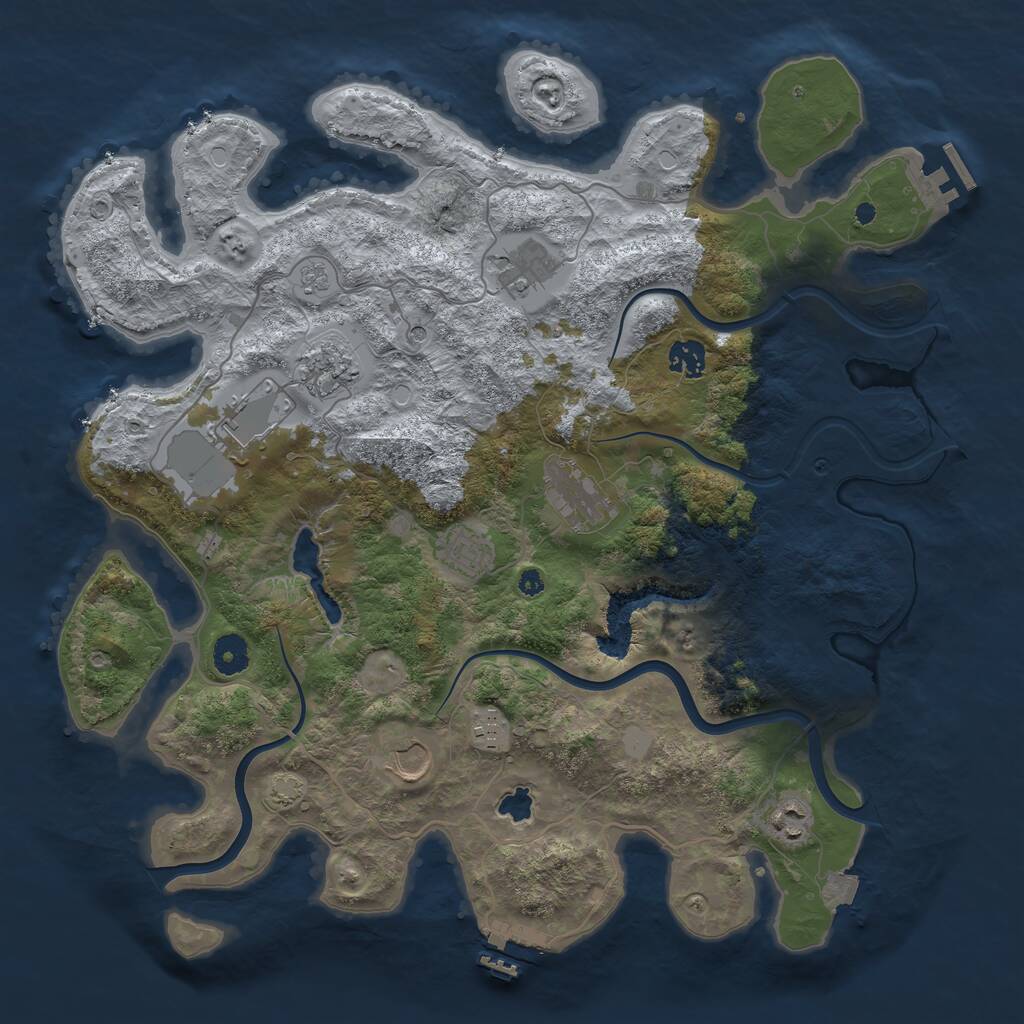 Rust Map: Procedural Map, Size: 4000, Seed: 105686, 15 Monuments
