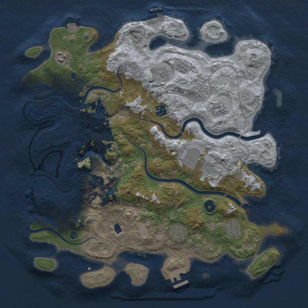 Rust Map: Procedural Map, Size: 4050, Seed: 1437541100, 14 Monuments