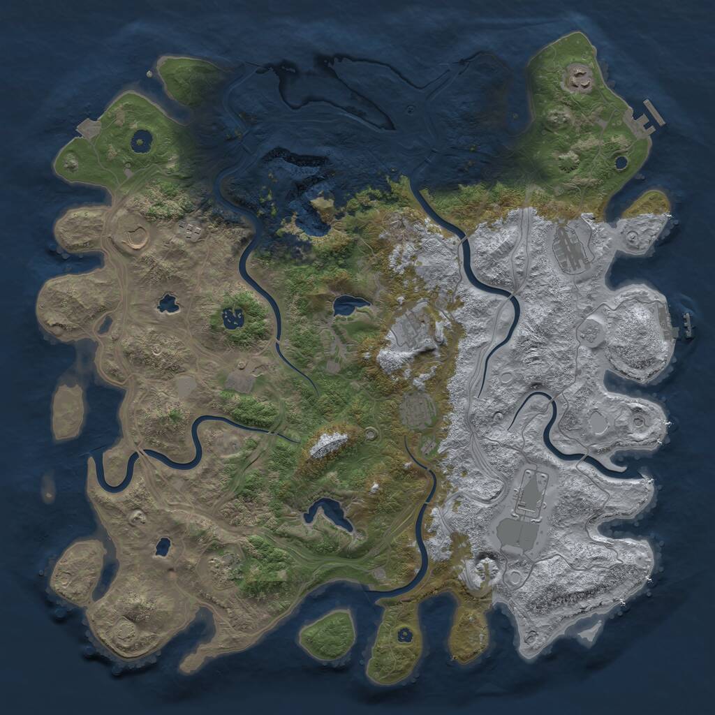 Rust Map: Procedural Map, Size: 4750, Seed: 225174, 16 Monuments
