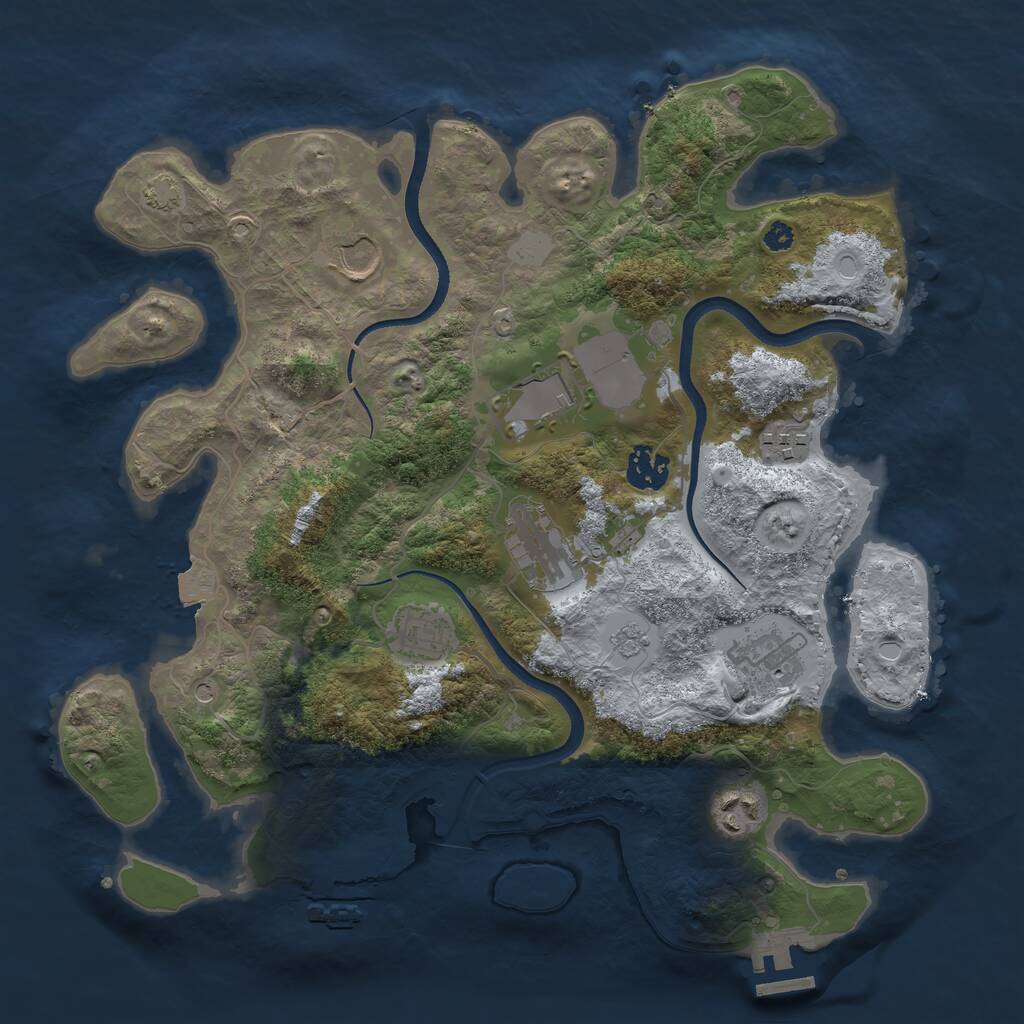 Rust Map: Procedural Map, Size: 3500, Seed: 1677051231, 14 Monuments