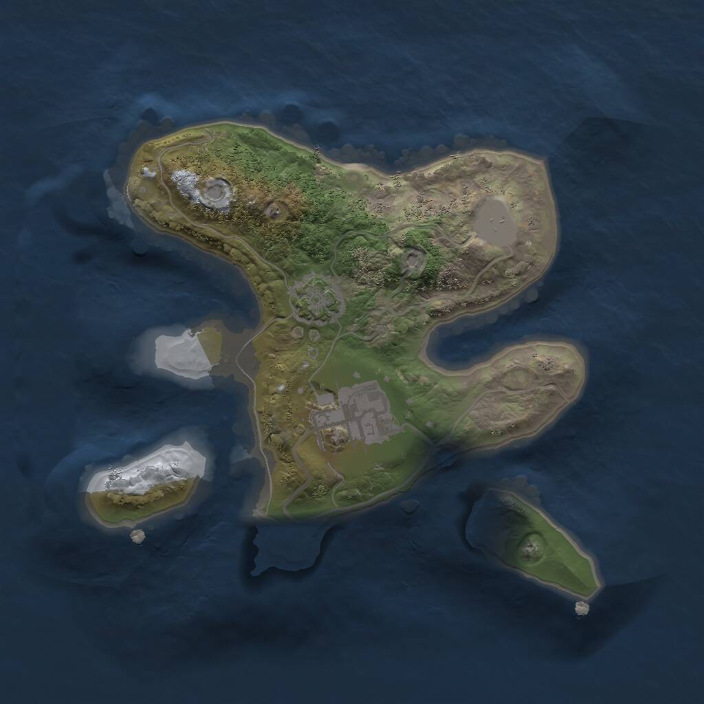 Rust Map: Procedural Map, Size: 2000, Seed: 1228854, 3 Monuments
