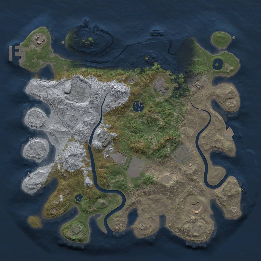Rust Map: Procedural Map, Size: 3500, Seed: 626446703, 14 Monuments