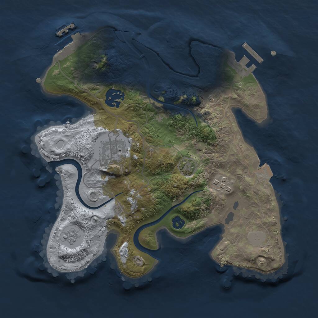 Rust Map: Procedural Map, Size: 2500, Seed: 4829173, 8 Monuments